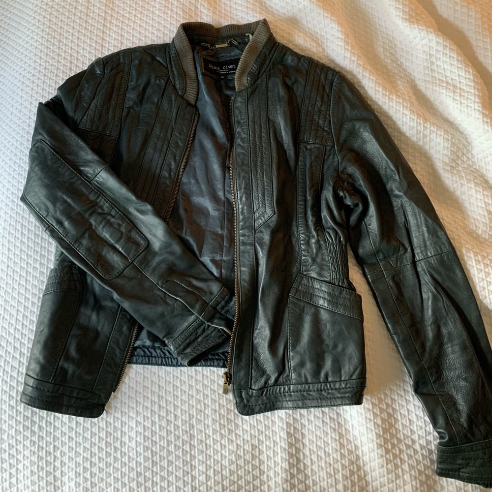 Black Rivet Leather Motorcycle Jacket